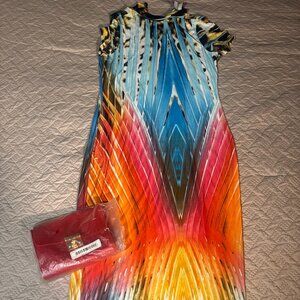 Fashion Nova Dress, L, Multi color, Shein bag, OS, Red